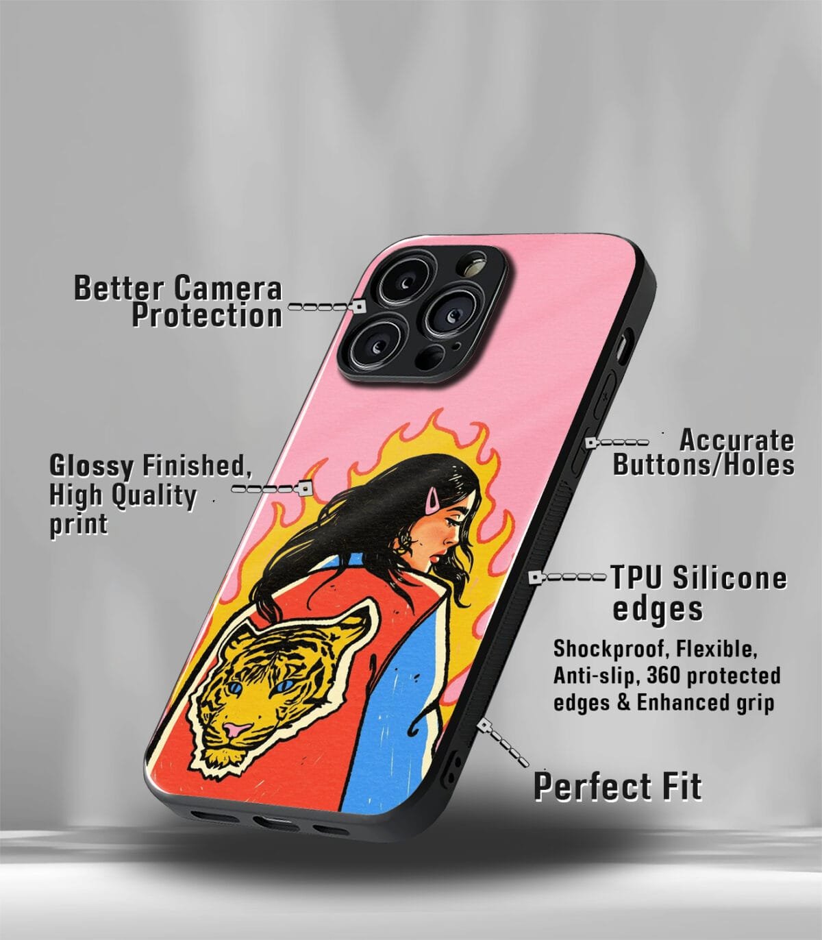 Royal Lady in Pink Premium Glossy PhoneCase - Image 3