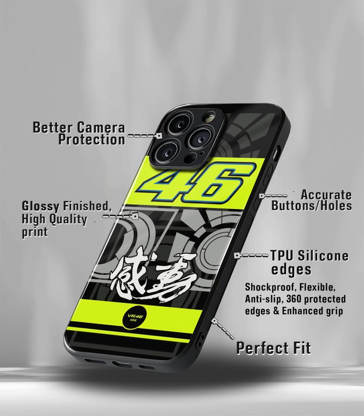 VR46 Rossi Red F1 Racing Premium Glossy PhoneCase - Image 2
