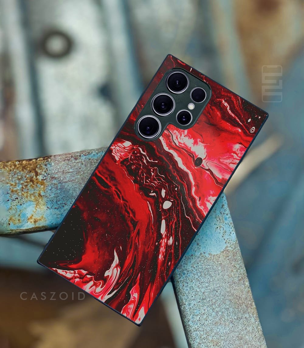 Ist me Aesthetic Red Marble Pattern Premium Glossy PhoneCase - Image 1