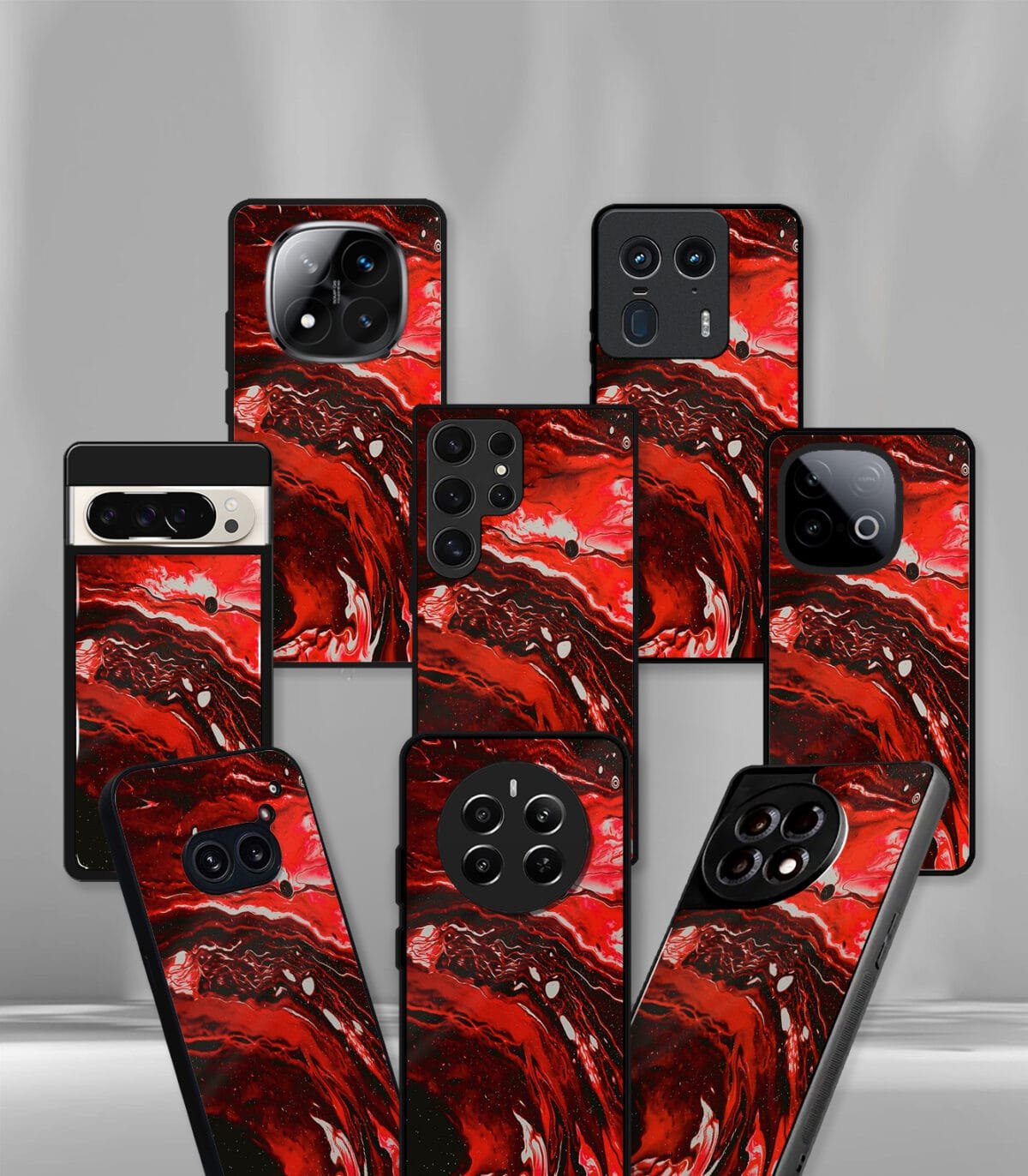 Aesthetic Red Marble Pattern Premium Glossy PhoneCase - Image 2