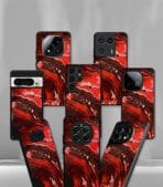 Aesthetic Red Marble Pattern Premium Glossy PhoneCase - Image 2
