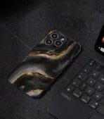 Aesthetic Black Marble Pattern Premium Glossy PhoneCase