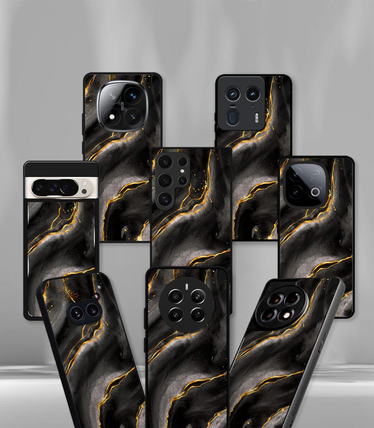 Aesthetic Black Marble Pattern Premium Glossy PhoneCase - Image 2