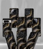 Aesthetic Black Marble Pattern Premium Glossy PhoneCase - Image 2