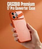 Caszoid Premium 17 Pro Cosmic Orange Converter Case for iPhone 13, 14, 15 & 16 Models