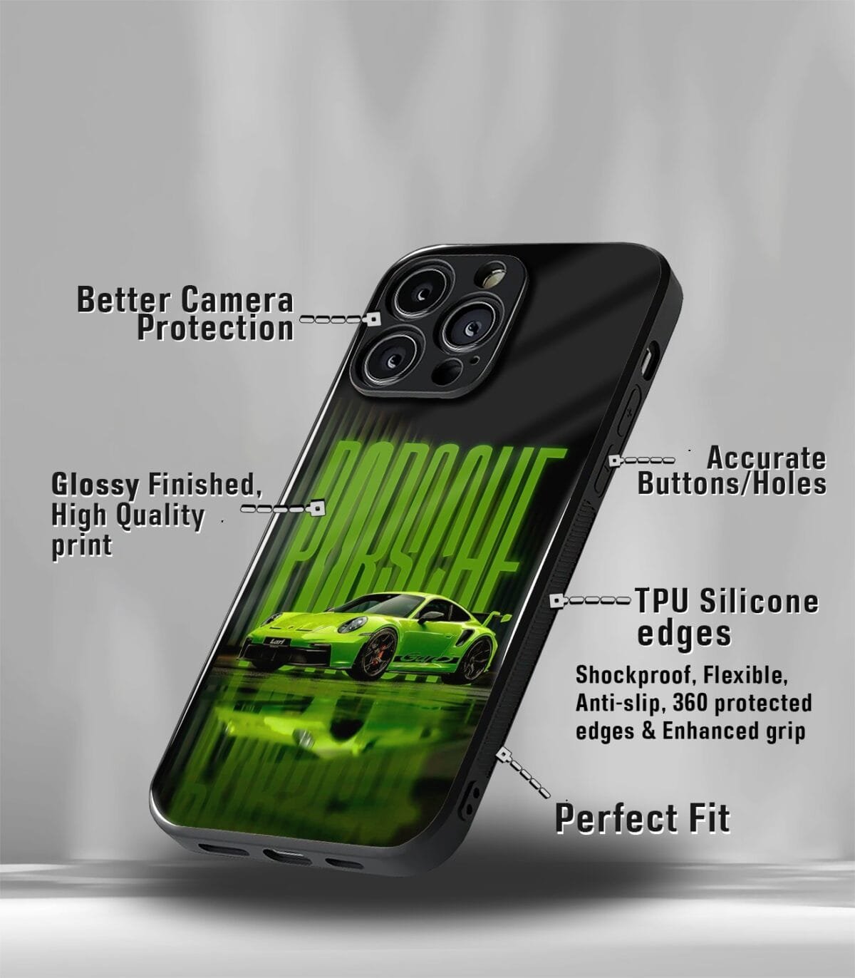 Green Super Car Premium Glossy Phone Case - Image 3