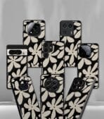 Beige & Black Floral Premium Glossy Phone Case - Image 2