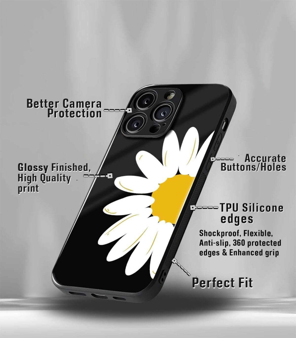 Daisy Floral Premium Glossy Phone Case - Image 3