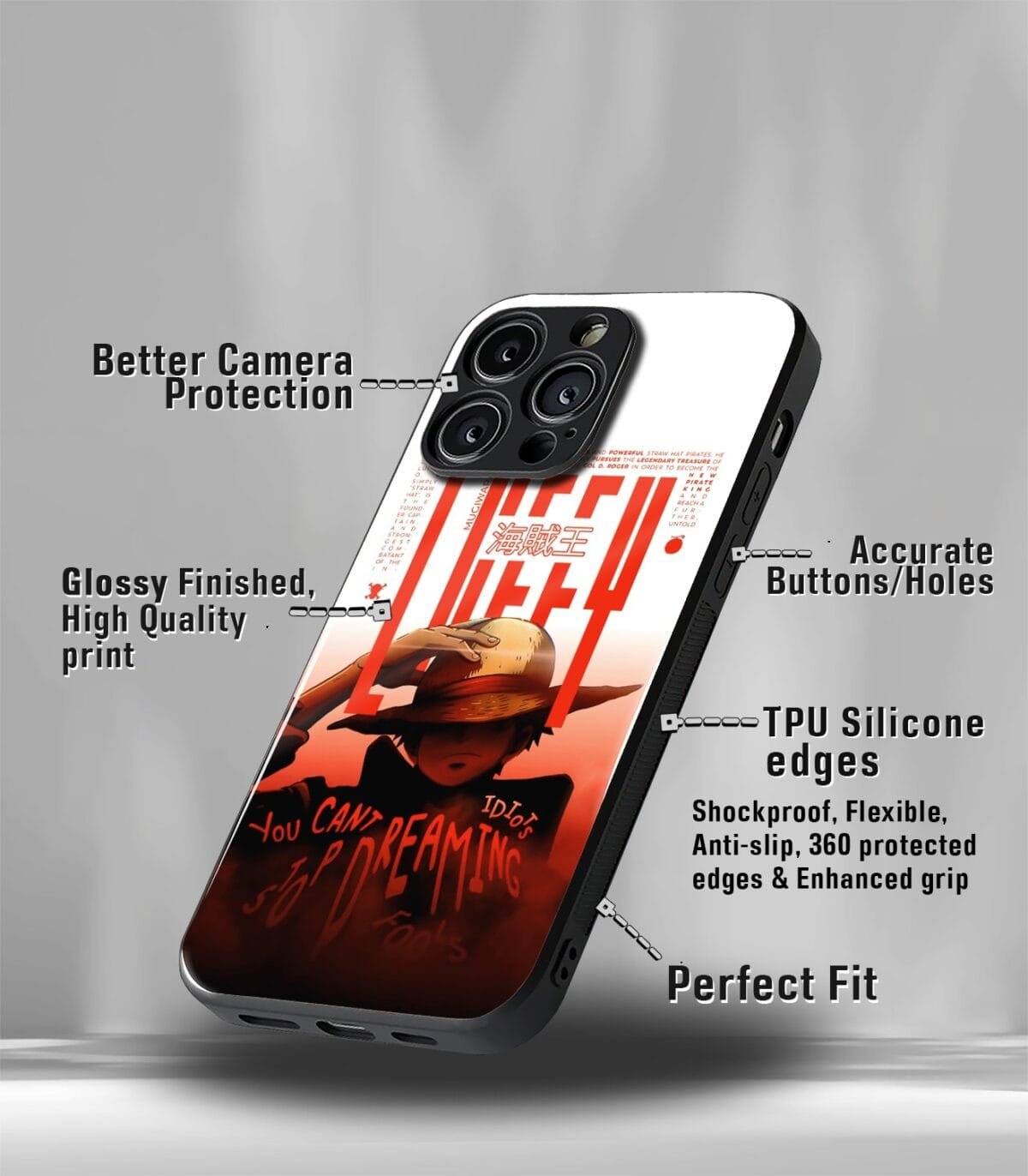 Luffy Anime Premium Glossy Phone Case - Image 3